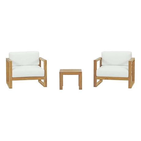 Upland 3 Piece  2 Seater Outdoor Patio Teak Set With Upland Side Table - BUILDMYPLACE