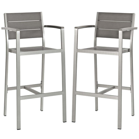 Shore Bar Stool Outdoor Patio Aluminum Set Of 2 - BUILDMYPLACE