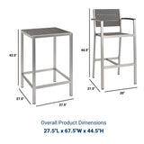 Shore 3 Piece Outdoor Patio Aluminum Outdoor Pub Set With Bar Table - BUILDMYPLACE