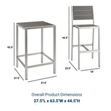 Shore 3 Piece  2 Seater Outdoor Patio Aluminum Outdoor Pub Set - BUILDMYPLACE