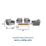Stance 5 Piece 4 Seater Outdoor Patio Aluminum Sectional Sofa Set - BUILDMYPLACE