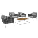 Stance 5 Piece 4 Seater Outdoor Patio Aluminum Sectional Sofa Set - BUILDMYPLACE