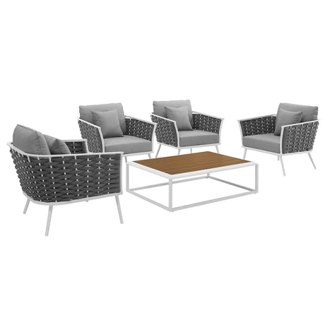 Stance 5 Piece 4 Seater Outdoor Patio Aluminum Sectional Sofa Set - BUILDMYPLACE