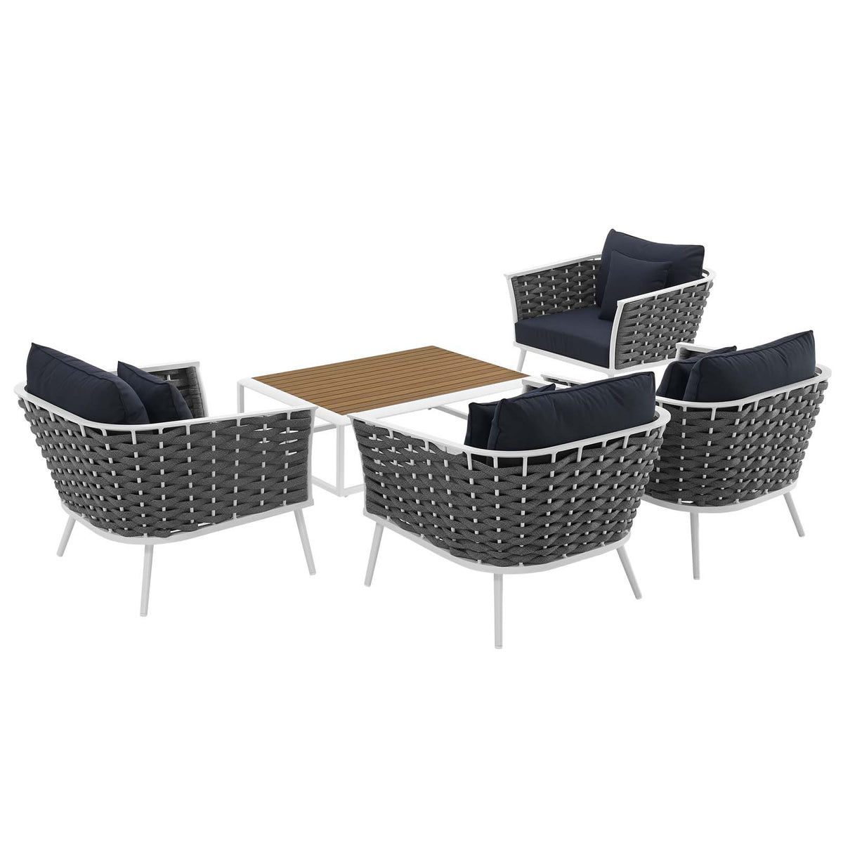 Stance 5 Piece 4 Seater Outdoor Patio Aluminum Sectional Sofa Set - BUILDMYPLACE