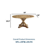 Stitch 59" Round Pine Wood Dining Table - Farmhouse Kitchen And Dining Room Table - BUILDMYPLACE
