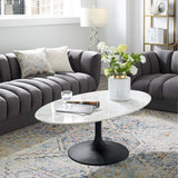 Lippa 48" Oval - Shaped Artificial Marble Top Coffee Table -  Dining Table - BUILDMYPLACE