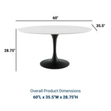 Lippa 60" Oval Wood Top Dining Table - Metal Tapered Base Dining Table - BUILDMYPLACE