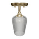 Brass Gold Semi-Flush Mount Light with Bell Shape Clear Glass Shade, E26 Base, Damp Location, Ceiling Mounting, UL Listed