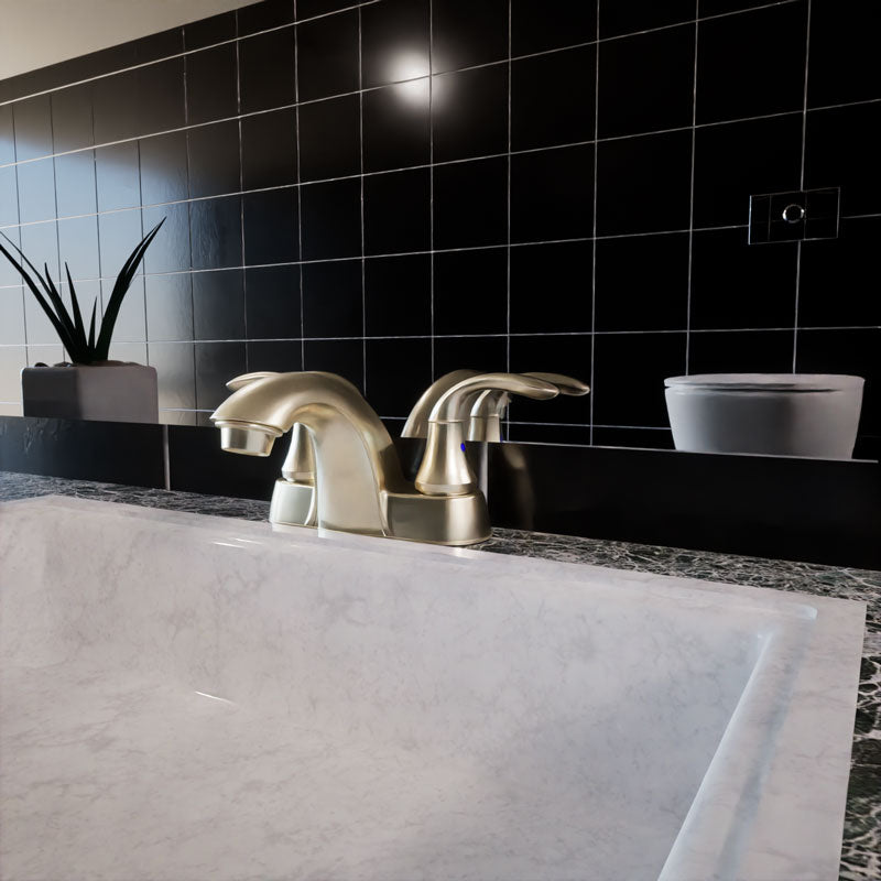 2 Handle Centerset 4-Inch Bathroom Faucet Chrome Polished without Pop-up Drain