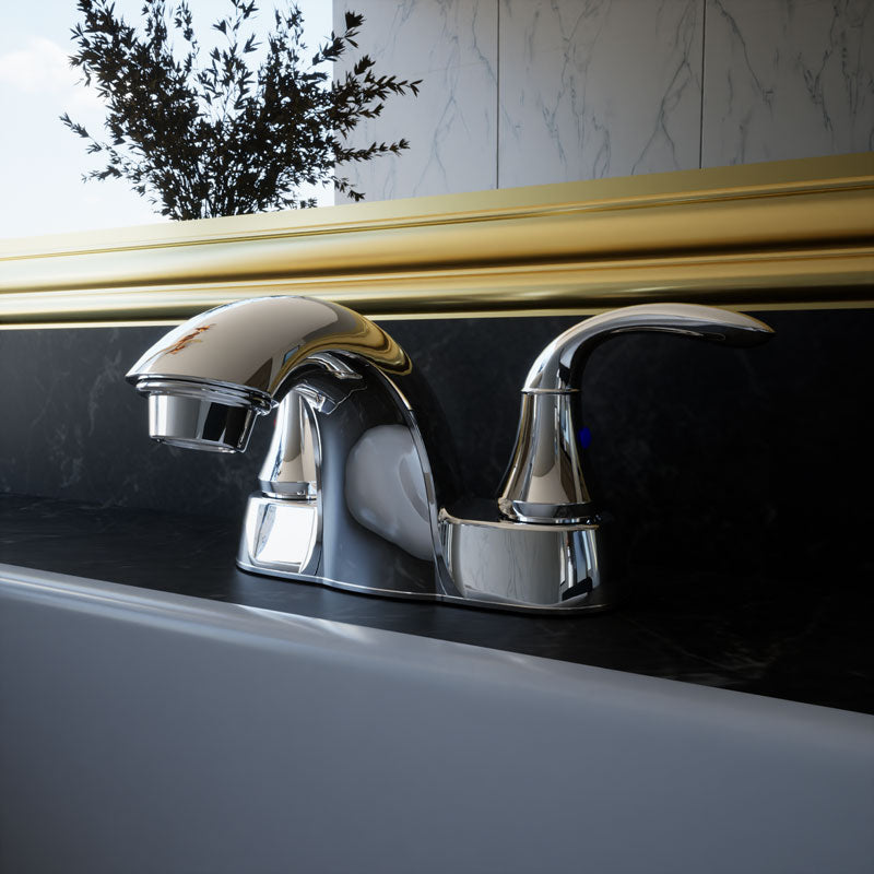 2 Handle Centerset 4-Inch Bathroom Faucet Chrome Polished without Pop-up Drain