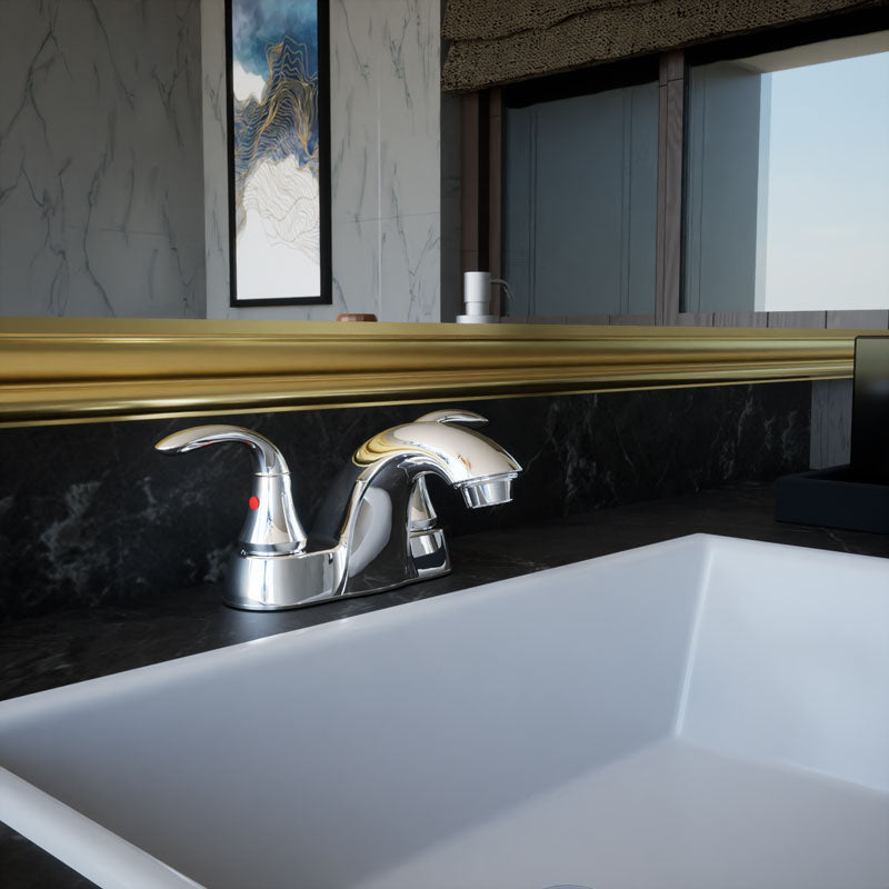 2 Handle Centerset 4-Inch Bathroom Faucet Chrome Polished without Pop-up Drain