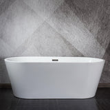 Melina 67 In. Oval Acrylic Freestanding Soaking Bathtub in Glossy White With Chrome Drain