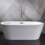Lure 67 In. Oval Acrylic Freestanding Soaking Bathtub in Glossy White With Chrome Drain