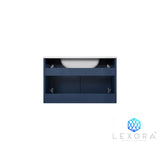 Geneva 30" Navy Blue Single Vanity, White Carrara Marble Top, White Square Sink and 30" LED Mirror w/ Faucet