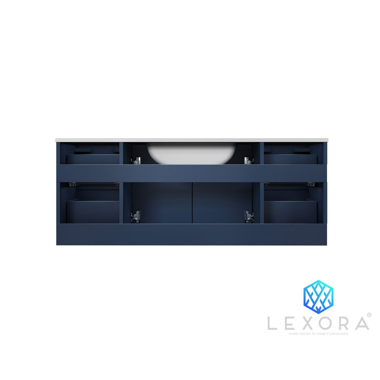 Geneva 48" Navy Blue Single Vanity, White Carrara Marble Top, White Square Sink and 48" LED Mirror w/ Faucet