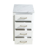 Jacques 20" White Side Cabinet, White Carrara Marble Top