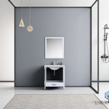 Jacques 30" White Single Vanity, White Carrara Marble Top, White Square Sink and 28" Mirror