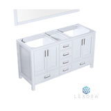 Jacques 60" White Double Vanity, no Top and 58" Mirror