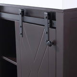 Marsyas 30" Brown Single Vanity, White Quartz Top, White Square Sink and 28" Mirror