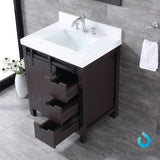 Marsyas 30" Brown Single Vanity, White Quartz Top, White Square Sink and 28" Mirror