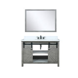 Marsyas 48" Ash Grey Single Vanity, White Quartz Top, White Square Sink and 44" Mirror
