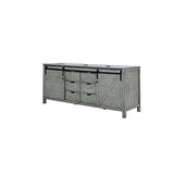Marsyas 80" Ash Grey Double Vanity Ash Grey, White Quartz Top, White Square Sinks and 30" Mirrors w/ Faucets