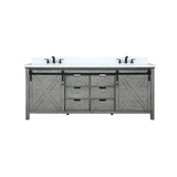 Marsyas 80" Ash Grey Double Vanity Ash Grey, White Quartz Top, White Square Sinks and 30" Mirrors w/ Faucets