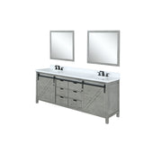 Marsyas 80" Ash Grey Double Vanity Ash Grey, White Quartz Top, White Square Sinks and 30" Mirrors w/ Faucets