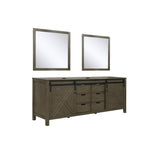 Marsyas 84" Rustic Brown Double Vanity, no Top and 34" Mirrors