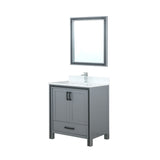 Ziva 30" Dark Grey Single Vanity, Cultured Marble Top, White Square Sink and 28" Mirror w/ Faucet