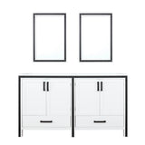 Ziva 60" White Freestanding Bathroom Vanity Cabinet Without Top & 22" Mirrors