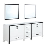 Ziva 84" White Double Vanity, no Top and 34" Mirrors