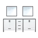 Ziva 84" White Double Vanity, no Top and 34" Mirrors