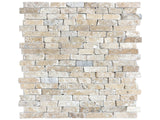 Random Strip Picasso Tumbled Travertine Mosaic