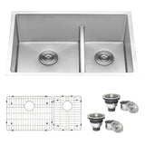 Low-Divide Undermount Tight Radius 60/40 Double Bowl 16 Gauge Stainless Steel Kitchen Sink