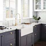 30 x 20 inch Fireclay Reversible Farmhouse Apron - Front Kitchen Sink Single Bowl - BUILDMYPLACE