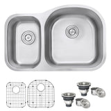 Undermount 32-inch Double Bowl 16 Gauge Stainless Steel