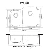 Undermount 29-inch  Double Bowl 16 Gauge Stainless Steel Kitchen Sink