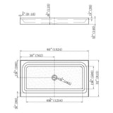 Shower Tray - Center Drain Single-Threshold - Acrylic and fiberglass -  60 X 32 X 5.5