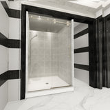 Ivanees Single Sliding Frameless Shower Door 8mm Clear Tempered Glass - Barn Door Style