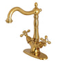 Two-handle Single Hole Deck Mount Bathroom Sink Faucet with Brass Pop-up and Cover Plate