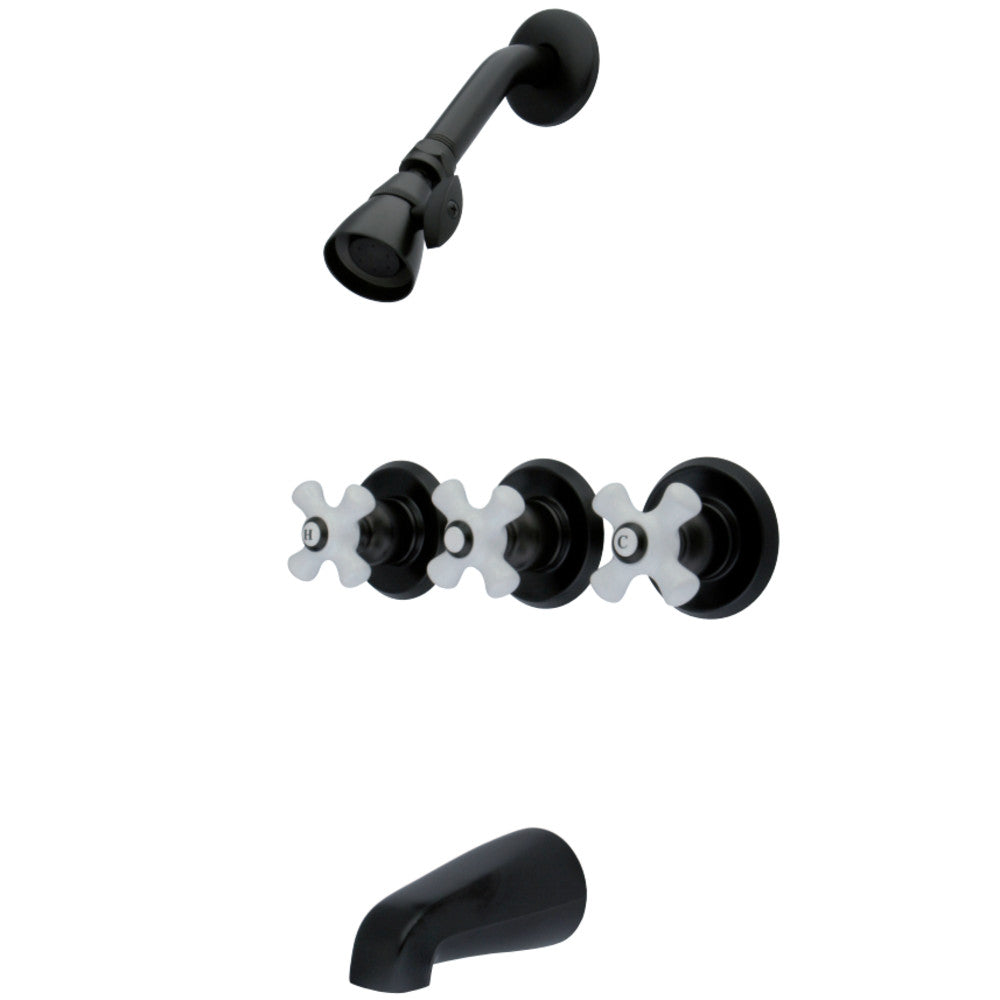 Three Handle Combination Tub & Shower Diverter Faucet