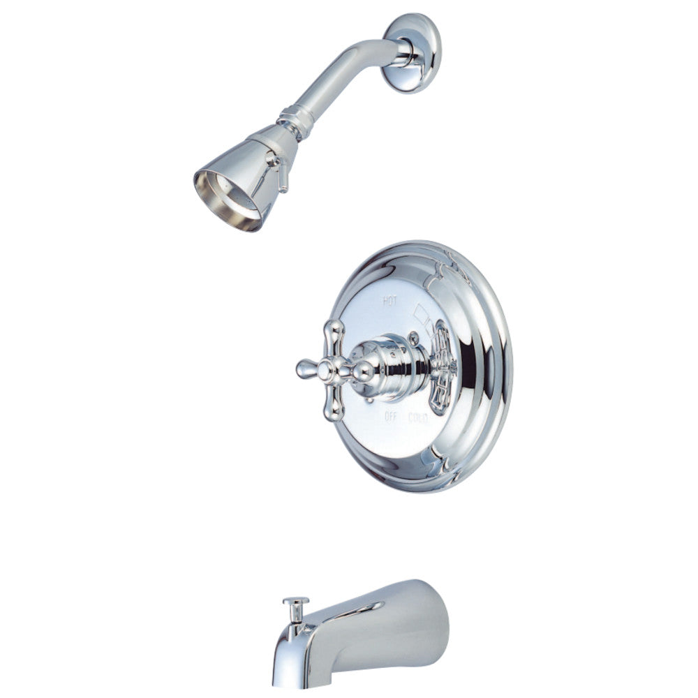 Restoration Tub And Shower Faucet With Metal Cross Handle