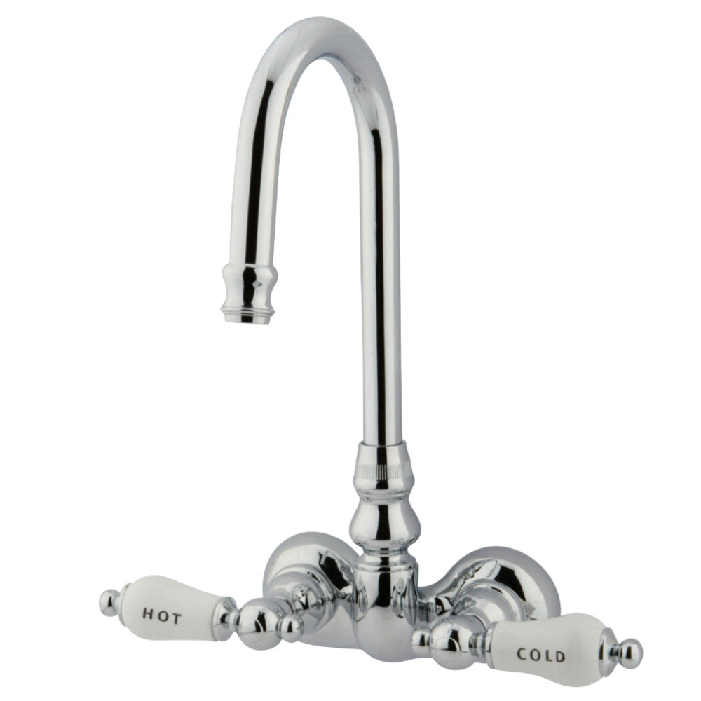 Vintage 3.4" Wall Mount Tub Faucet With Porcelain Lever Handles