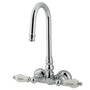 Vintage 3.4" Wall Mount Tub Faucet With Porcelain Lever Handles