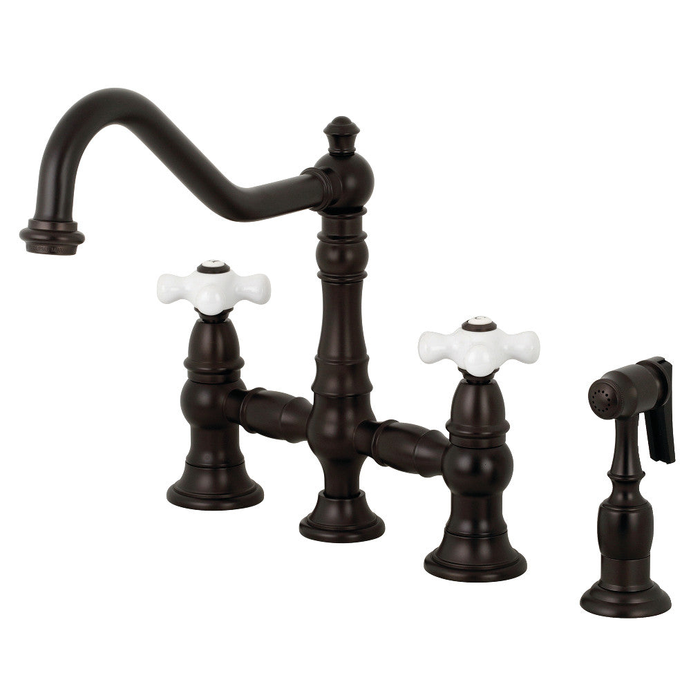 Restoration 8" Bridge Kitchen Faucet With Sprayer, 1.8 GPM Flow Rate
