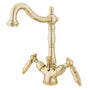 Victorian Two-handle Single Hole Deck Mount Bathroom Sink Faucet with Brass Pop Up and Cover Plate
