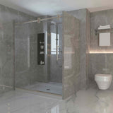 Ivanees Single Sliding Frameless Shower Door 8mm Clear Tempered Glass - Barn Door Style