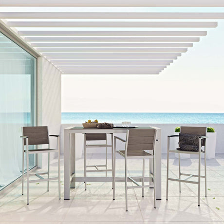Shore 5 Piece Outdoor Patio Aluminum Dining Set in Silver Gray - BUILDMYPLACE