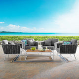 Stance 5 Piece 4 Seater Outdoor Patio Aluminum Sectional Sofa Set - BUILDMYPLACE